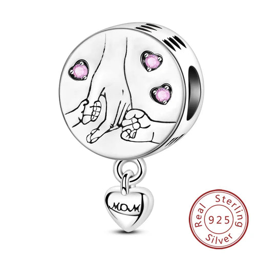 New Love Heart Shaped Charms 925 Sterling Silver Family Love