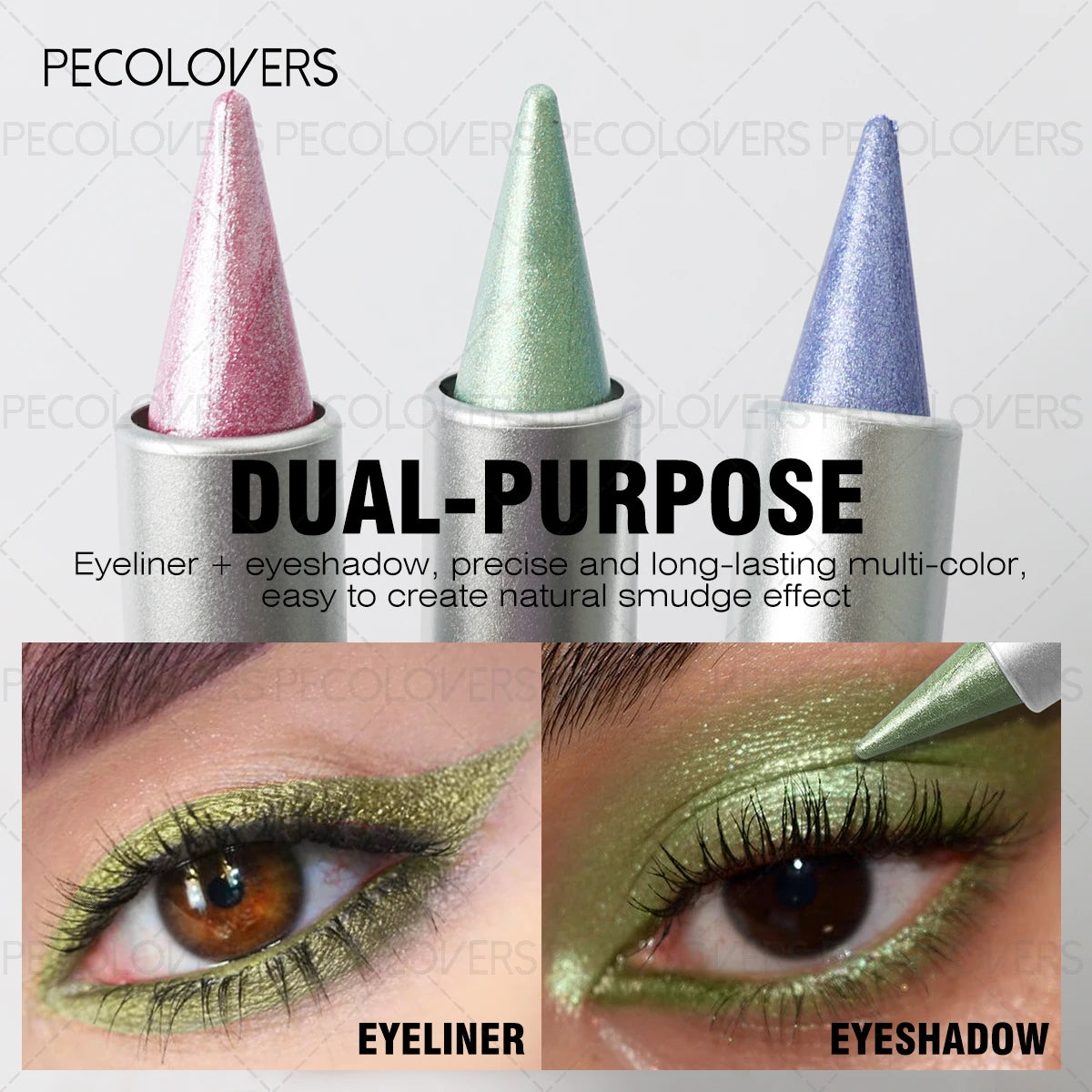 1 Pc Monochromatic Glitte Shiny Eyeshadow Pen & Eyeshadow Stick,