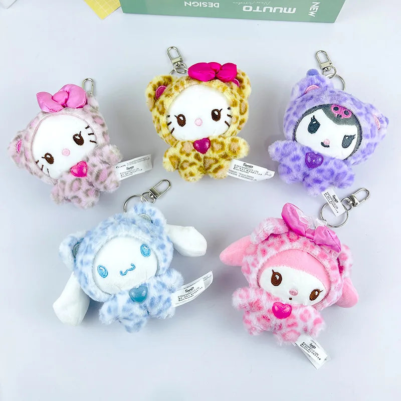 Sanrio Leopard Print Bear Series Cartoon Hello Kitty Keychain Pendant