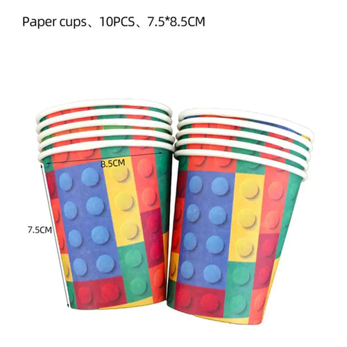Building Blocks Theme Party Decor Supplies Disposable Tableware Cup