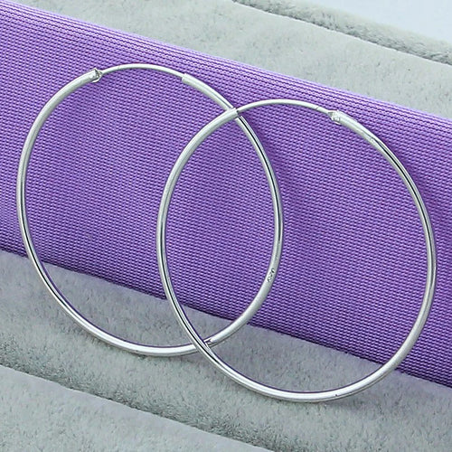 Round Circle 35/50/60mm Hoop Earrings Silver Color For Woman Wedding