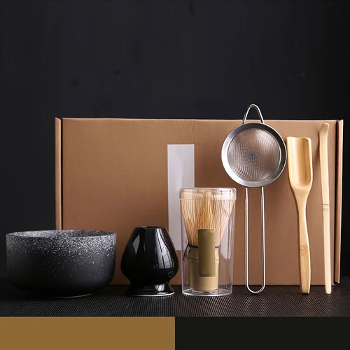 6PCS/Set Japanese-style Matcha Bowl , Spoon, Tea Whisk, Sieve Mesh,
