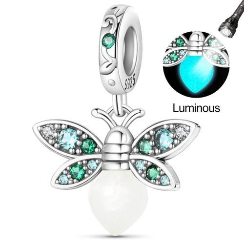 Fit Original 925 Sterling Silver Charms Beads Luminous Firefly Charms