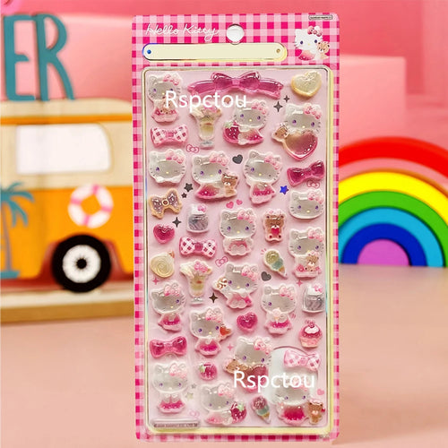 Cute Sanrio 3D Relief Stickers Aesthetic Kuromi Cinnamoroll My Melody