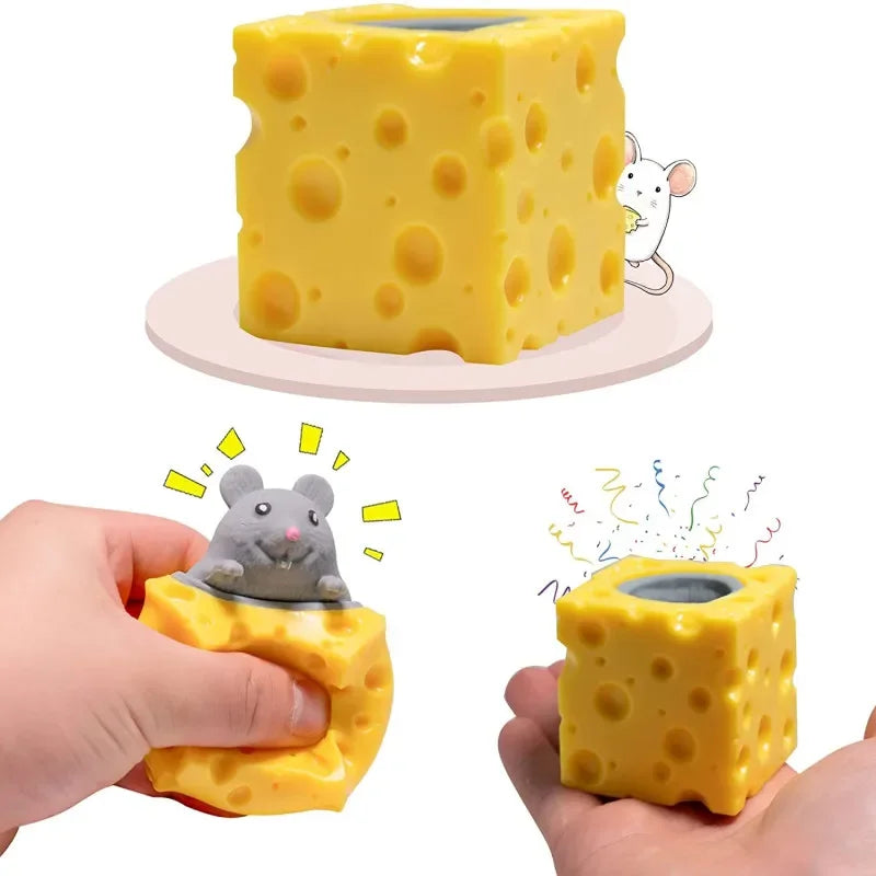 Mouse Squishy Toy Cheese Stress Ball Squishy Rat Squeeze Cheese