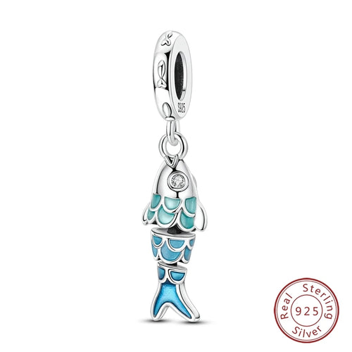 Fit Original 925 Sterling Silver Charms Beads Blue Luminous Whale