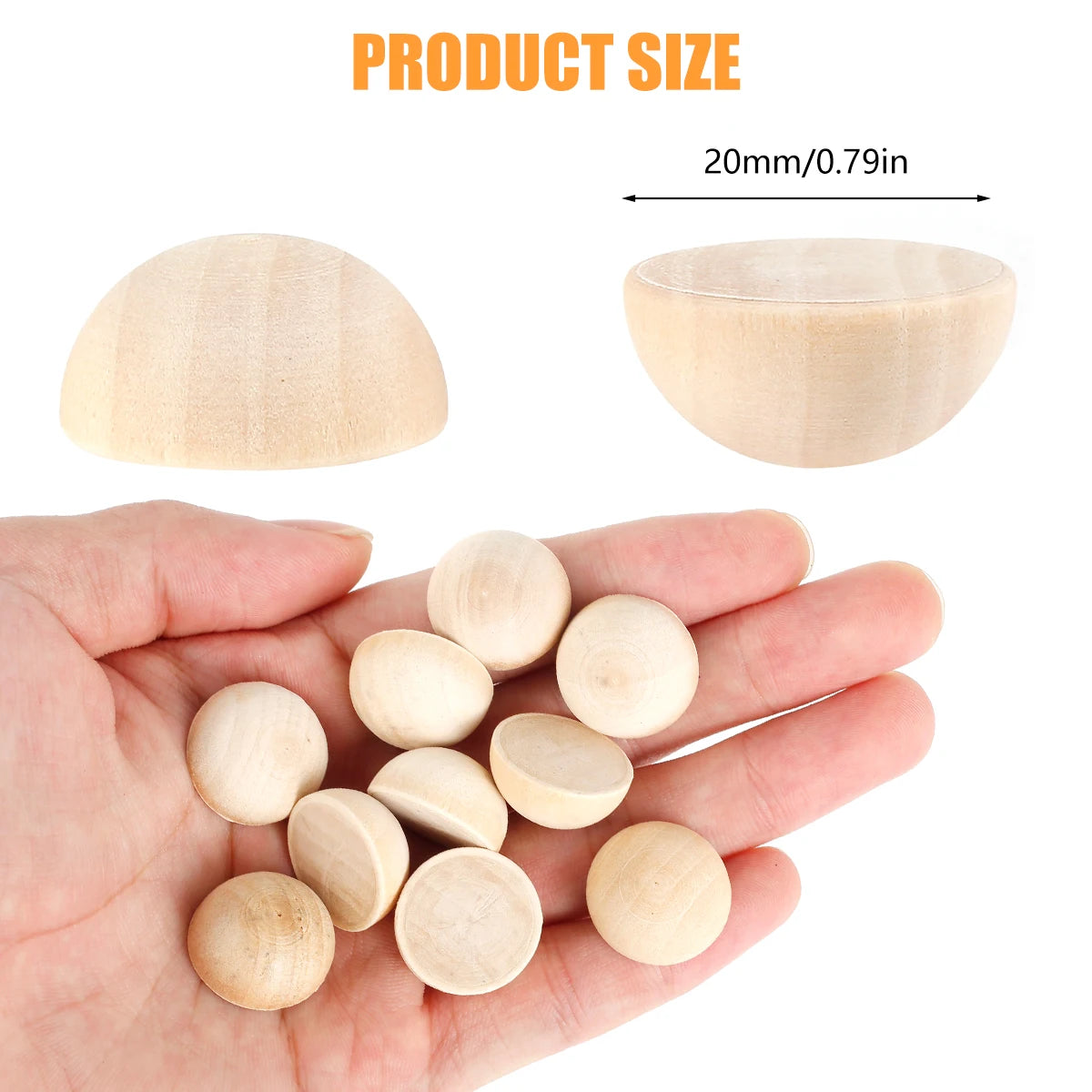100pcs Half Wooden Beads Unfinished Half Round Wooden Balls Split