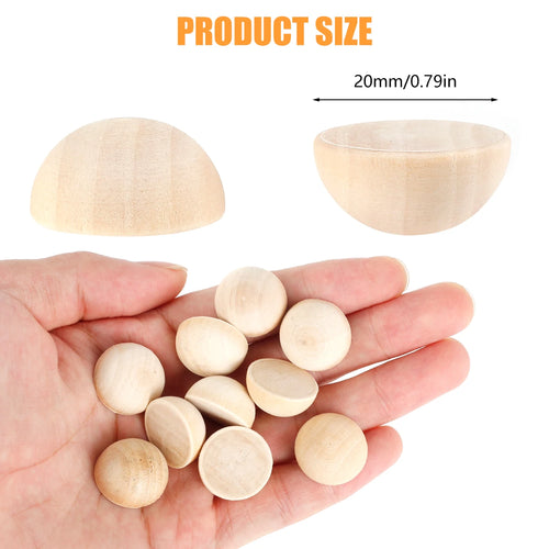 100pcs Half Wooden Beads Unfinished Half Round Wooden Balls Split