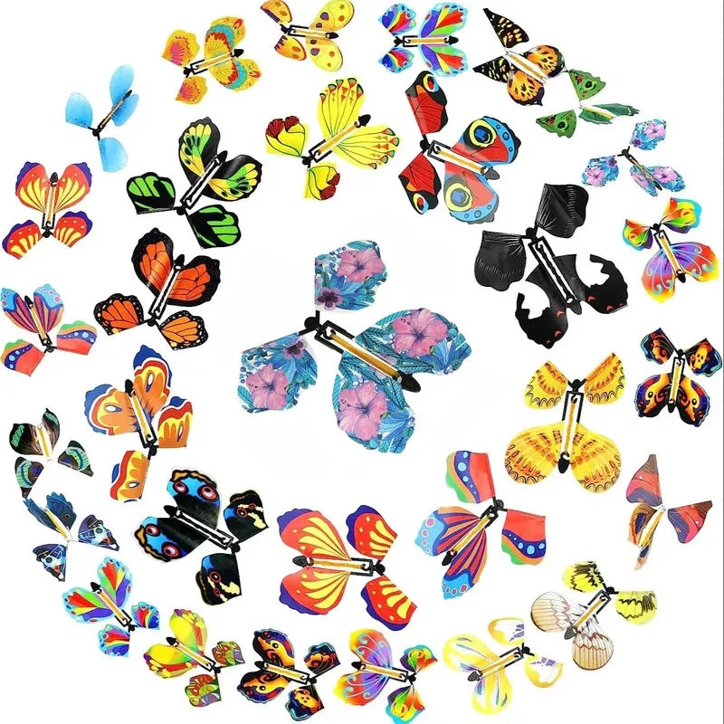 10PCS Random Color Magic Flying Butterfly Wind Up Toy Bookmark