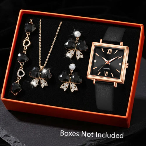 5/6 PCS/Set Red Women's Watch With Minimalist Elements Dial Quartz