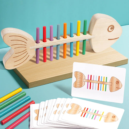 Montessori Color Matching Sensory Toys Wooden Balance Stick Fine