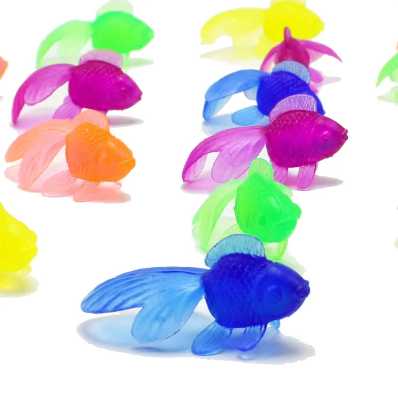 Children's 10Pcs/Set Kawaii Simulation Rubber Goldfish Baby Bath Water