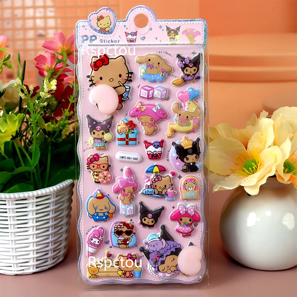 Hot Cute Kawaii Sanrio 3D Relief Stickers HelloKitty Kuromi My Melody
