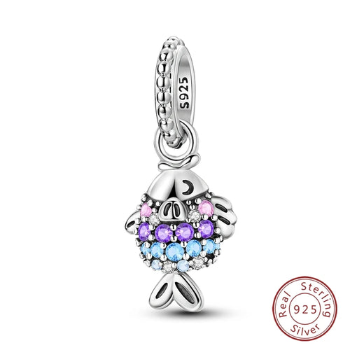 Fit Original 925 Sterling Silver Charms Beads Blue Luminous Whale