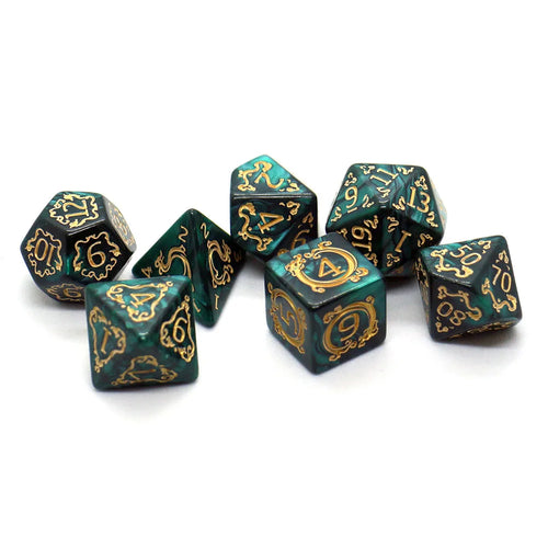 7-piece Dragon Pattern DND Dice Set, Multi sided D4 D6 D8 D10 D12 D20