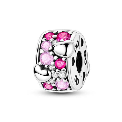 Original 925 Sterling Silver Clip Charm Inlaid Zircon Cat Butterfly