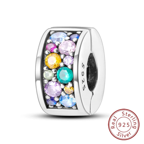 Fit Original Charms Beads 925 Sterling Silver Clip Charms Zircon