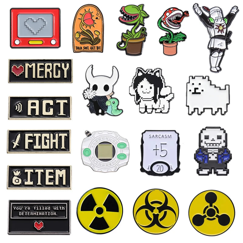 Cartoon Game Enamel Pins Red Heart Mercy Undertale Game Action Fight