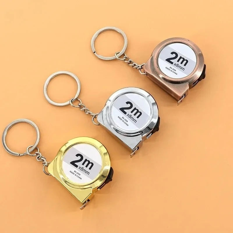 Portable Mini Tape Measure Retractable 2m Mild Steel Keychain Design