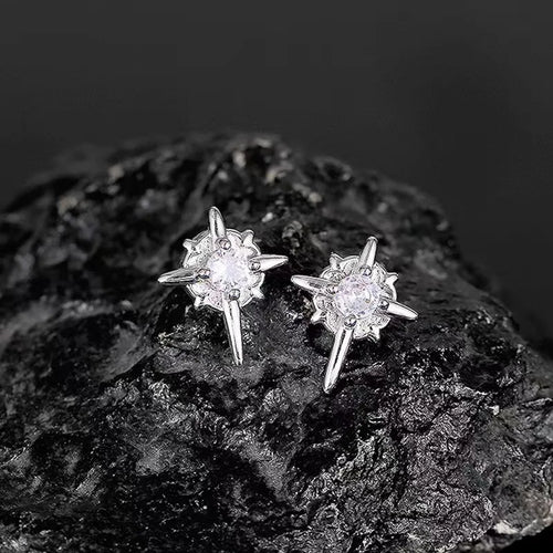 1Pairs Punk Round Zircon Magnetic Ear Stud Clip Earrings Non Piercing