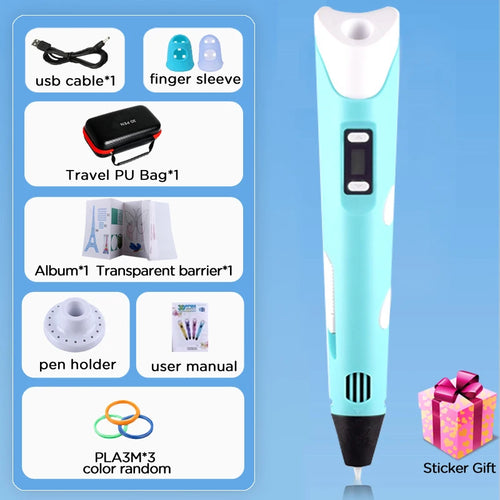 3D Printing Pen DIY Drawing Paiting  With LCD Screen Compatible PLA