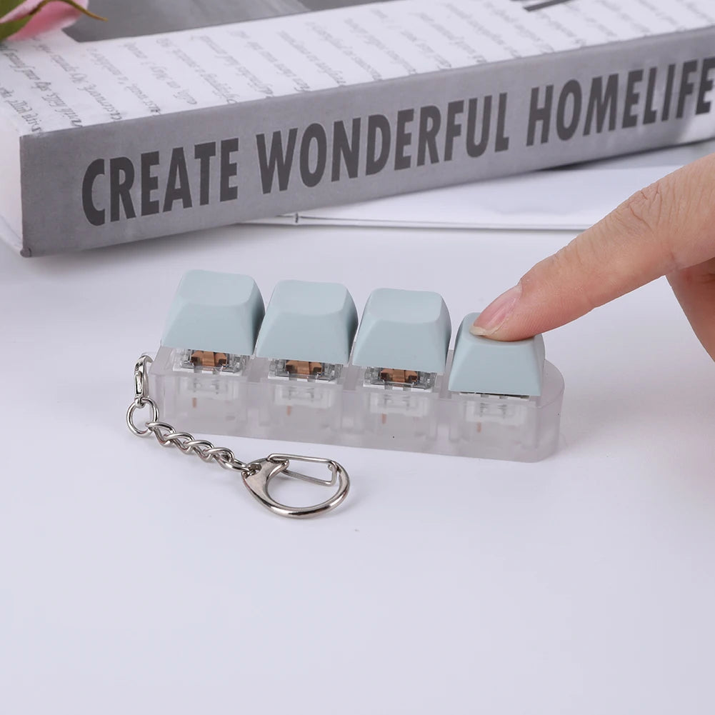 Button Keycap Fidget Keychain 4 Keys Keyboard Decompression Toys DIY