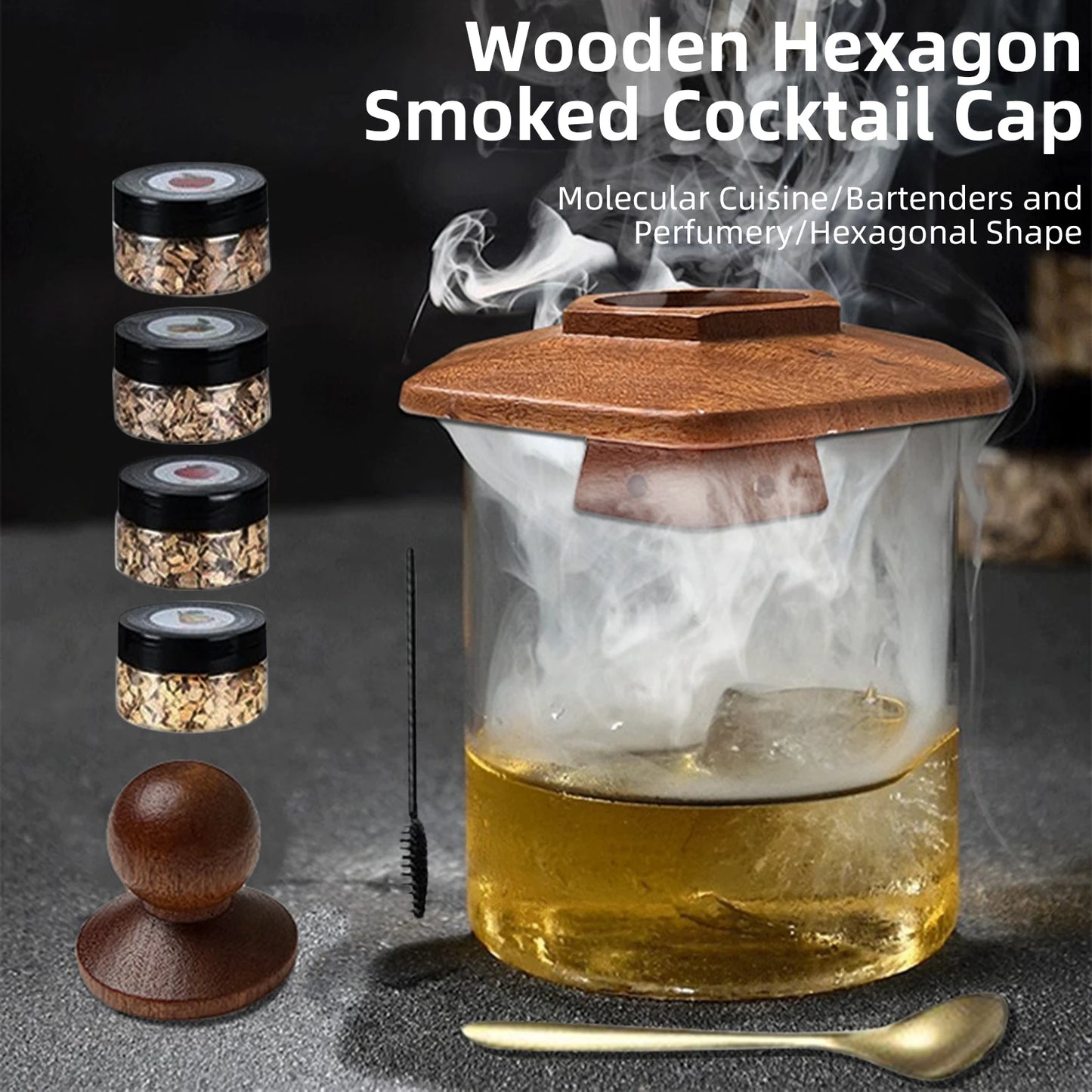 Glass Top Smoker Cocktail Smoker Kit With 4PCS Wood Chips Bartender
