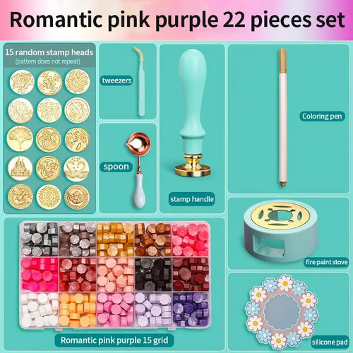 Wax Seal Stamp Set Lacquered Stamp Sealing Wax Kit DIY Craft Supplies