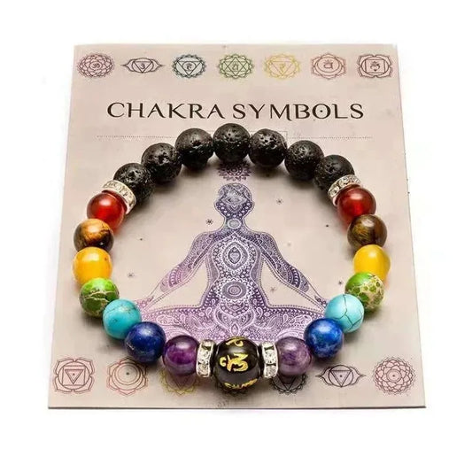 2pcs 7 Chakra Bracelet with Meaning Cardfor Men Women Natural Crystal