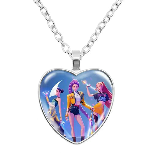 KPop Demon Hunters Heart Necklace - Rumi Zoey Mira Anime Film Alloy