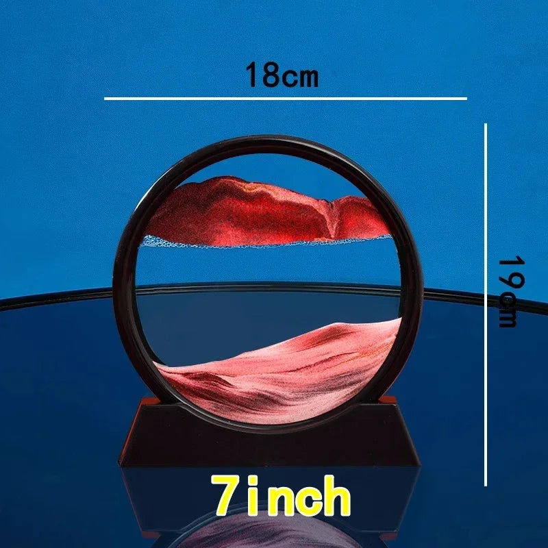 3D Moving Sand Art Picture Round Glass Deep Sea Sandscape Hourglass
