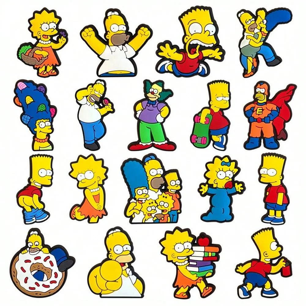 18pcs/set Shoe Charms PCV Cute Cartoon Shoe Accessorie Simpson For