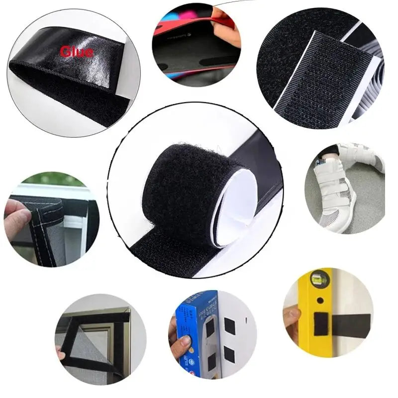 1-25meters Strong Self Adhesive Hook and Loop Fastener Tape Nylon