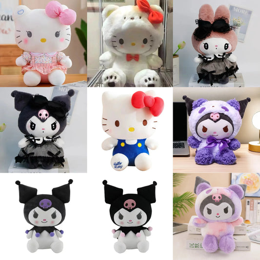 25CM Kawaii Sanrio Plush Hello Kitty Cinnamonroll Kuromi Pochacco