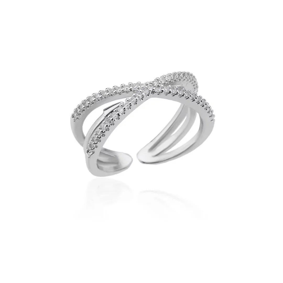Zircon Cross Ring, Women's Open-end Cross Ring, Aesthetic Jewelry Gift