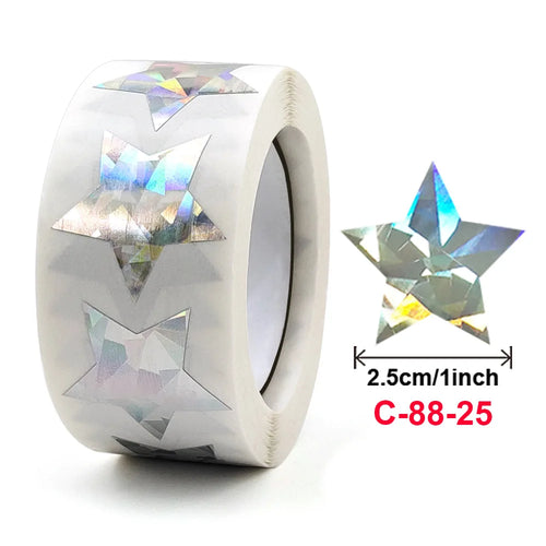 500pcs Colorful Star Adhesive Holographic Star Stickers Scrapbook