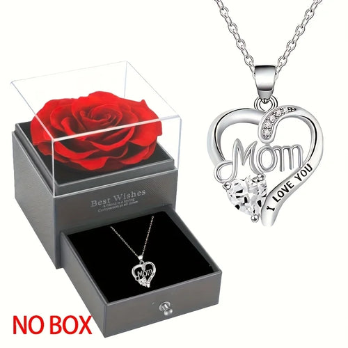 Elegant Style Heart shaped Pendant Necklace Hollow Design Mother's Day