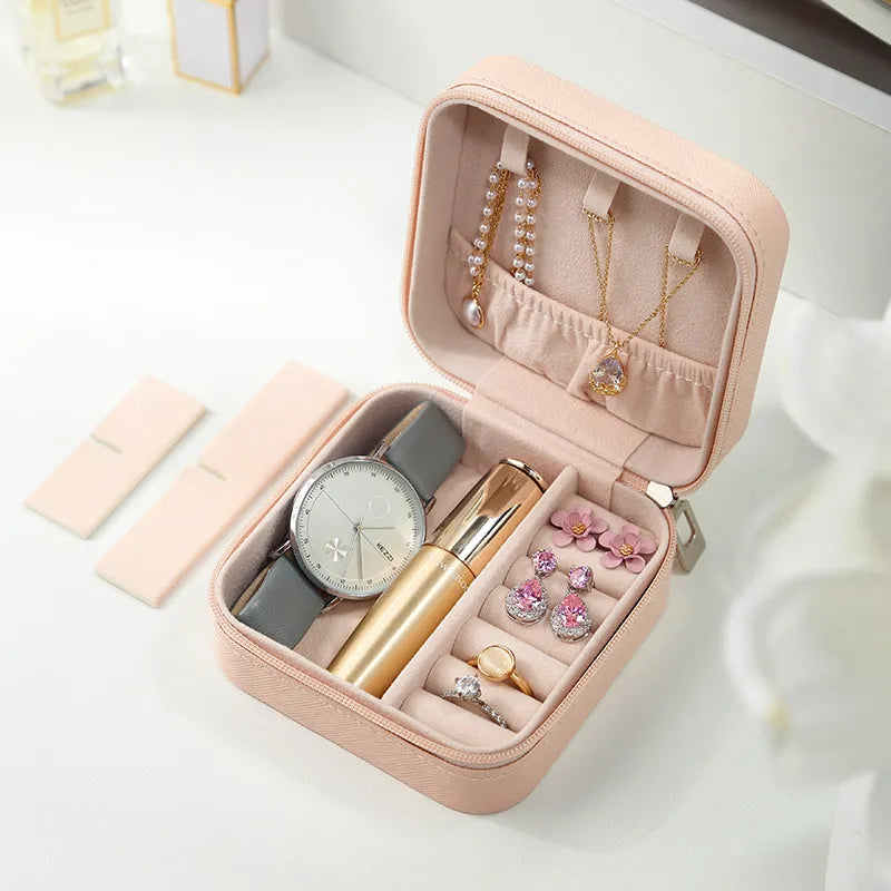 Simple ins macaroon jewelry box travel travel studs necklace ring