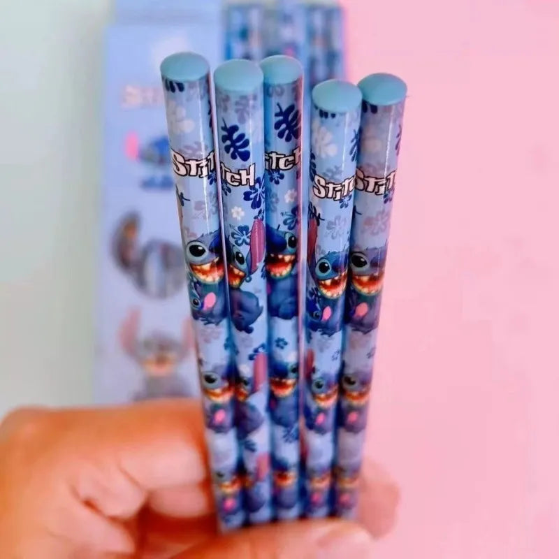 12 Disney Stitch Pencil Set Wooden Pencil Student Sketch Pen Writing