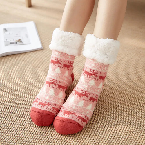 Winter Warm Socks Women penguin Plush Soft Female Non Grip Floor