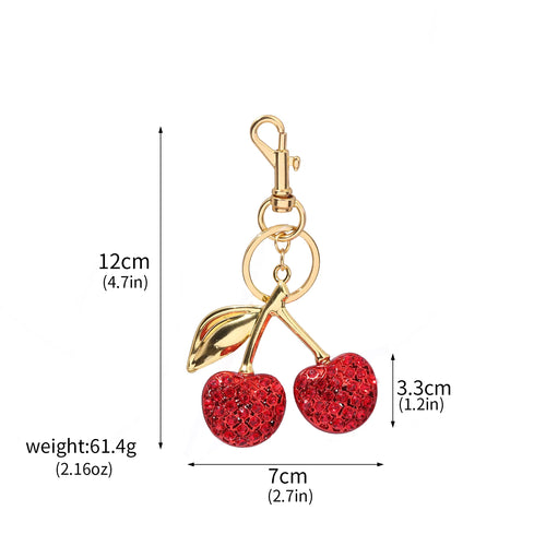 Fashion Delicious Red Cherry Keychain Summer Fruits Cherries Pendant