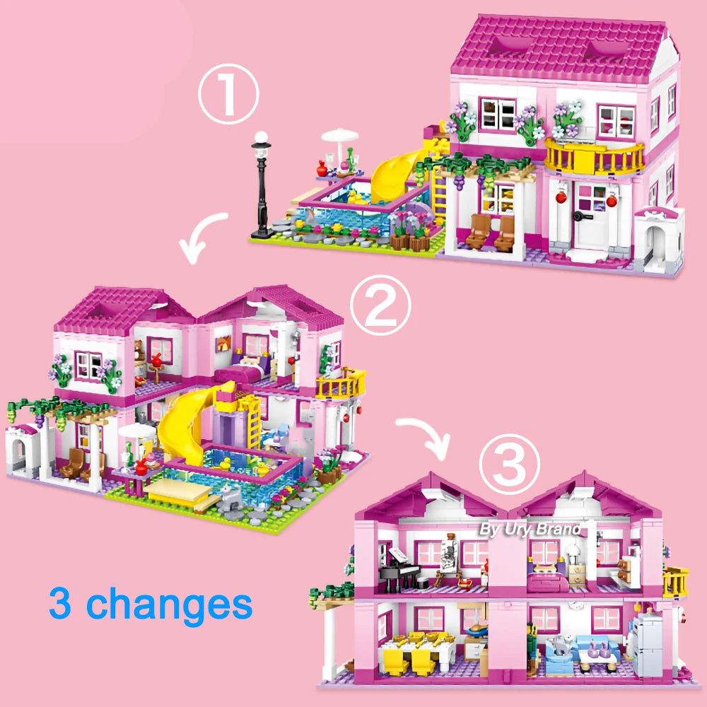 Friends City House Summer Holiday Villa Castle Building Blocks Sets