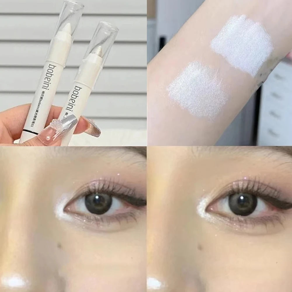 Matte Eyeshadow Stick White Eyeliner Shimmer Silver Highlighter Pen