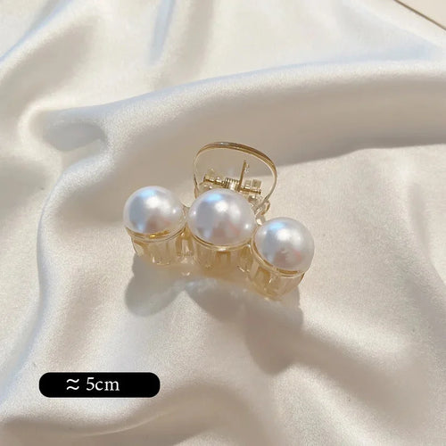 Vintage Pearl Clips Set Large Claw Korean Ponytail Big Barrettes Jaw