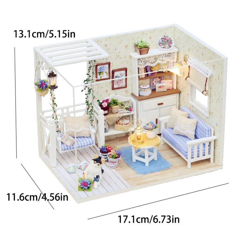 Kitten Mini Doll House 3D Puzzle Assembly Model Building Kit Creative