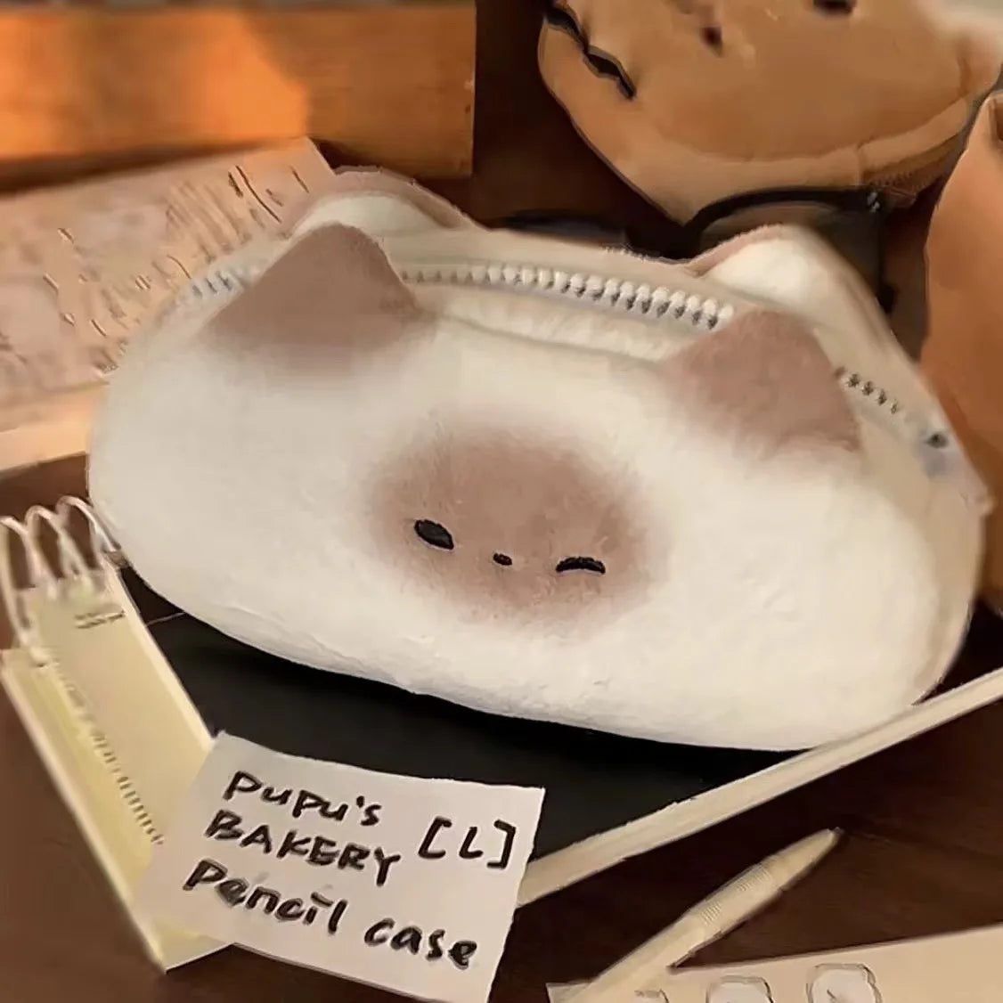 Ins Style Cartoon Pen Case Cute Caramel Cat Pen Bag Large Capacity