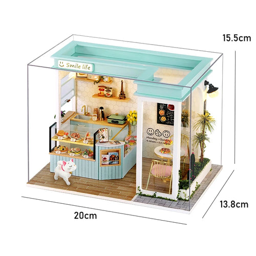 Doll House Kit Wooden Puzzle Assembly Building Model Toys Hourly Light