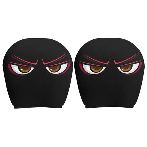2PCS Cute Big-Eyed Cartoon Car Headrest Covers Universal Fit for Cars