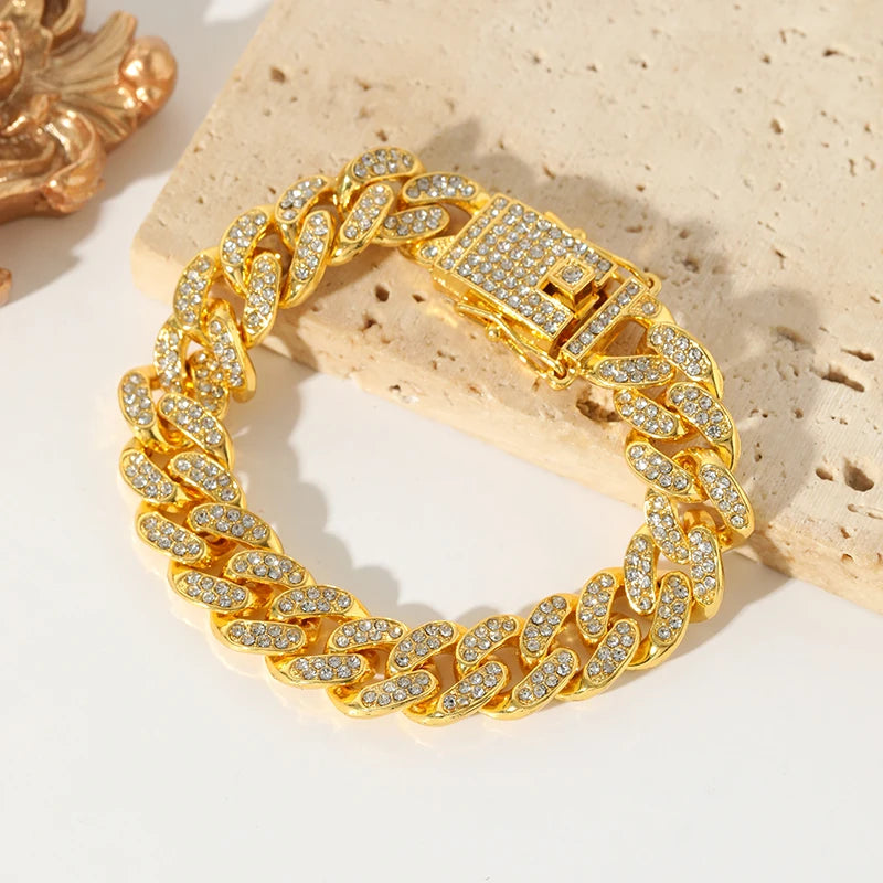 EILIECK 316L Stainless Steel Gold Color Cuban Chain Bracelet For Women
