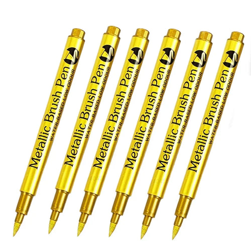 4/6pcs Waterproof Permanent Metallic Brush Paint Marker Pens DIY Resin